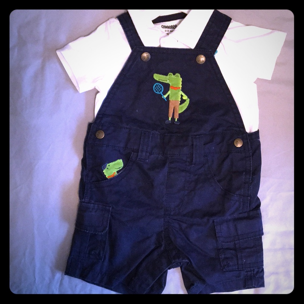 Gymboree alligator overalls and polo